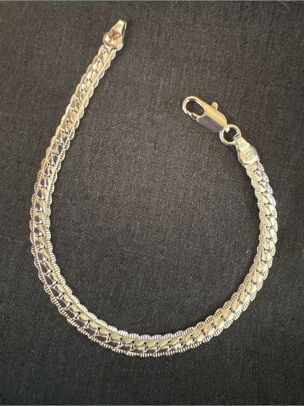 Sterling Silver Double Cuban linkChain Bracelet w lobster clasp